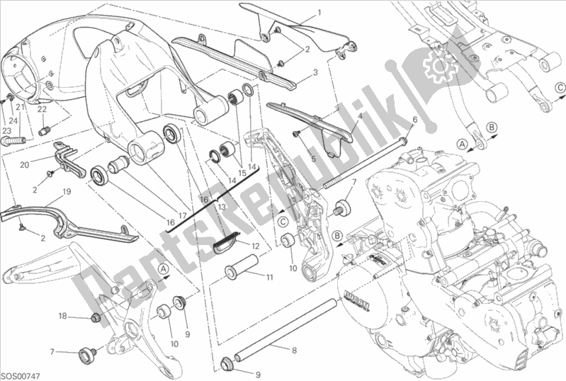 Todas as partes de Forcellone Posteriore do Ducati Monster 1200 USA 2016
